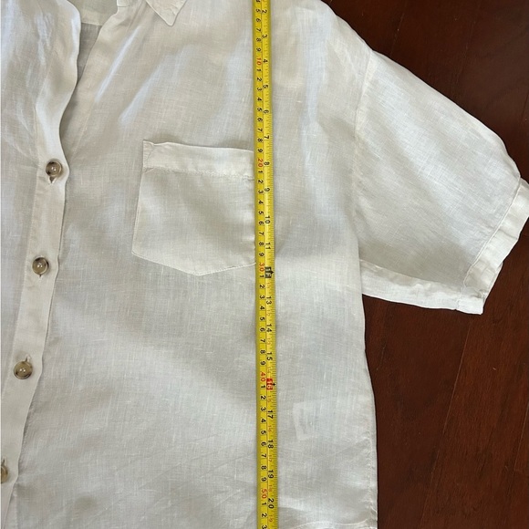 $183 Velvet BY GRAHAM SPENCER Maria Linen ButtonUp Shirt S Oversized color Chalk - Picture 11 of 11